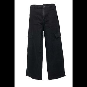 G by Giuliana Women's Wide Leg Eco-Chic Denim High-Rise Cargo Jean Blk - Petite